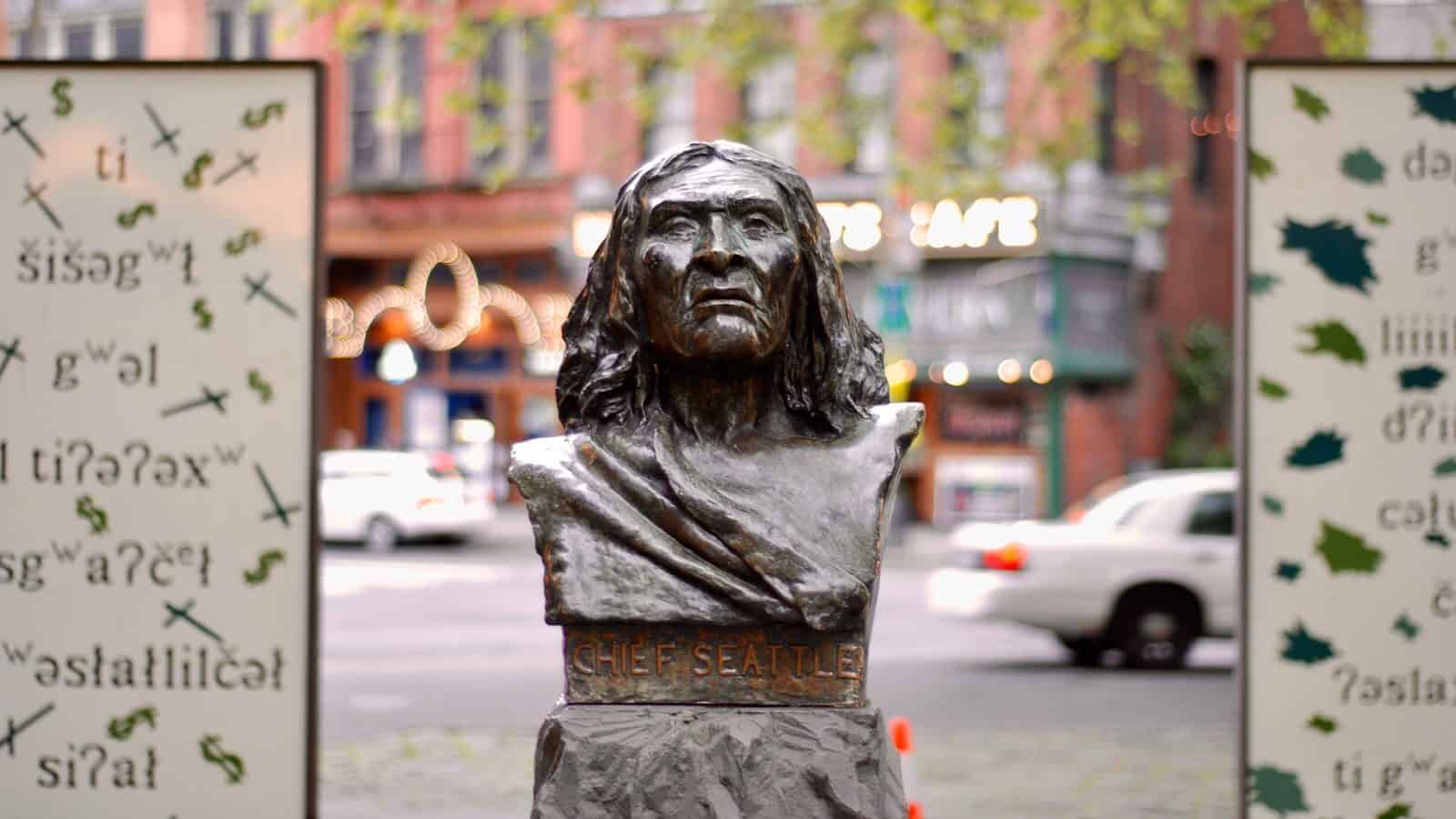Chief Seattle Memorial Fountain, Pioneer Square.