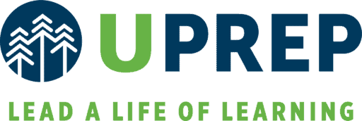 Logo for UPrep featuring stylized trees and the slogan "Lead a Life of Learning," reflecting our commitment to student wellness.